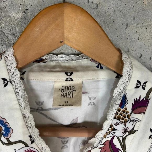 Good Hart white maroon navy floral paisley western button up xs - Picture 5 of 8